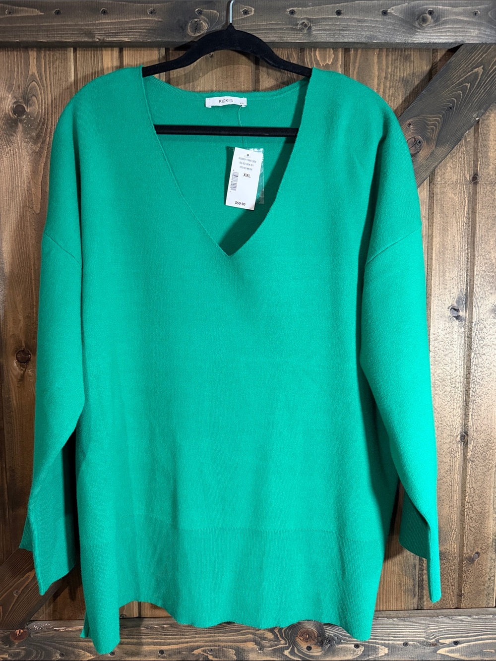Ricki's Bright Emerald Green V-Neck Sweater